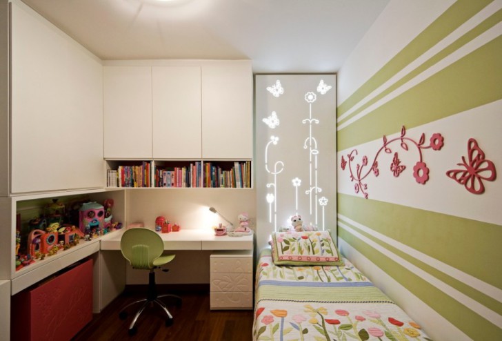 Дизайн узкой длинной детской комнаты для девочки, мальчика или двух детей: фото интерьера