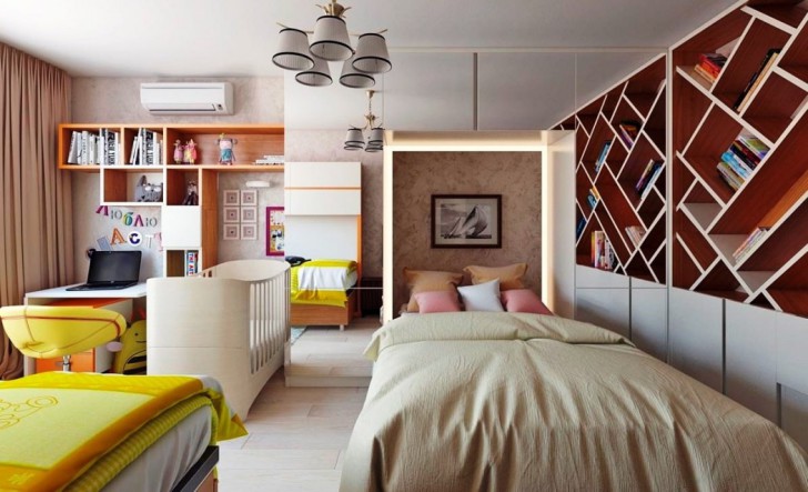 Как обустроить детскую спальню, совмещенную со взрослой в одной комнате или однокомнатной квартире: фото и идеи дизайна