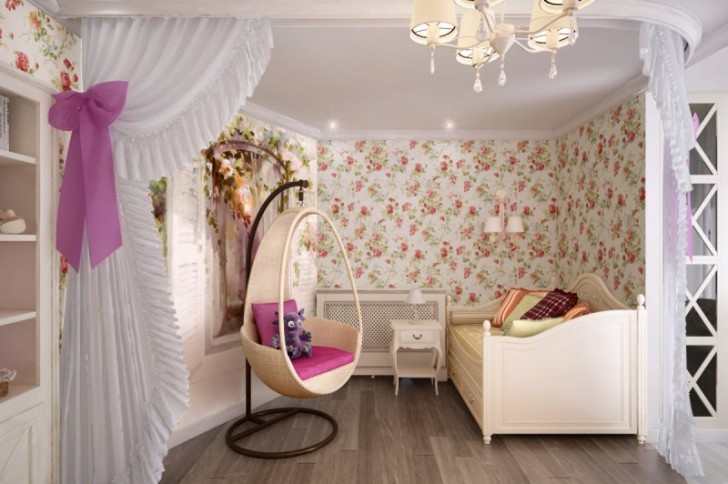 Дизайн интерьера детской комнаты в стиле Прованс для девочек разного возраста